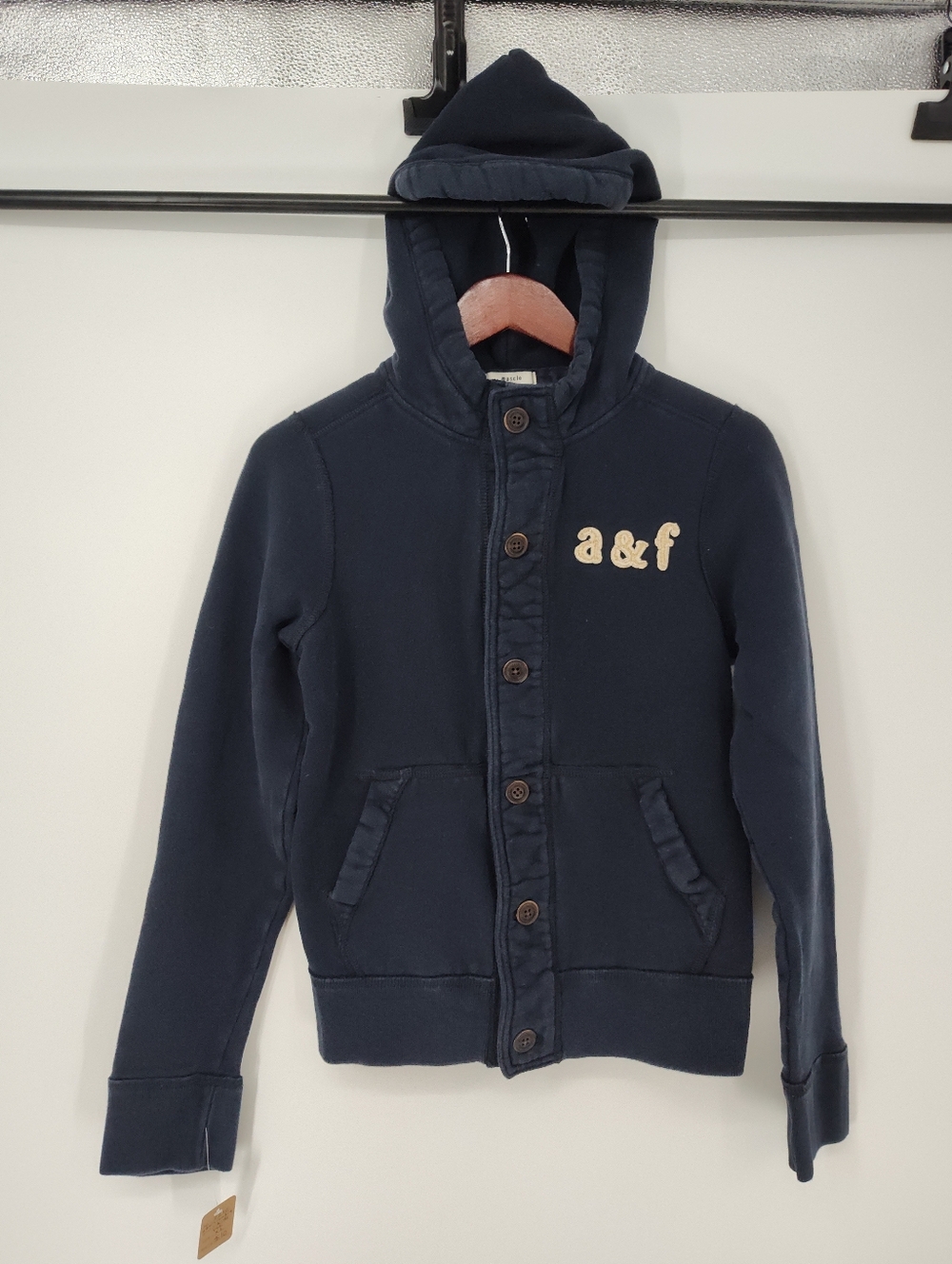 Abercrombie & Fitch Navy Kids Button Up Hoodie Size XLarge